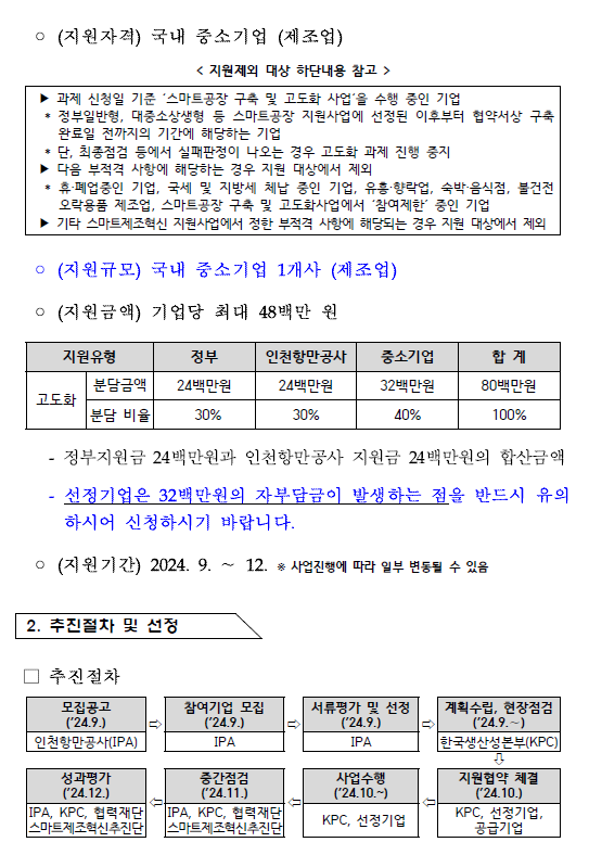 (추가모집) 2024년도 대중소 상생형 스마트공장 구축 지원사업 참여기업 추가모집.자세한 내용은 아래 참조